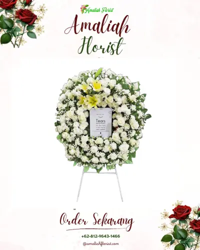 Krans Bunga Duka Cita di Karya Jaya