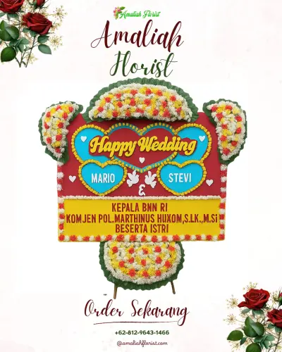 Karangan Papan Bunga Pernikahan di Karya Jaya